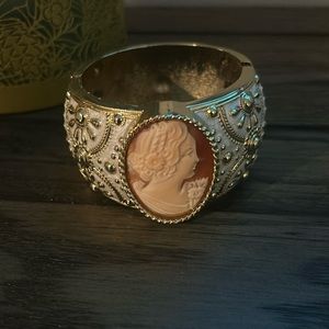 Cameo hinged cuff bracelet